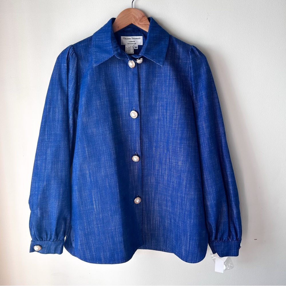 Helene Berman Anthropologie Jean Shirt Shacket with Pearl Buttons Women’s Medium